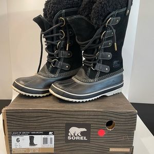SOREL BLACK SHEARLING WATERPROOF SNOW RAIN BOOTS